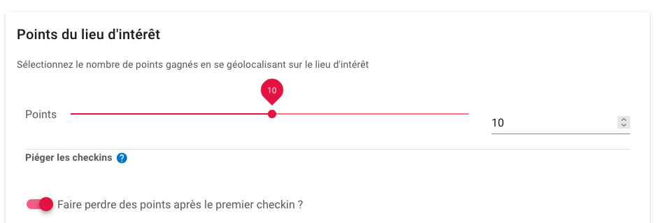 Configurer la perte de points après le premier checkin