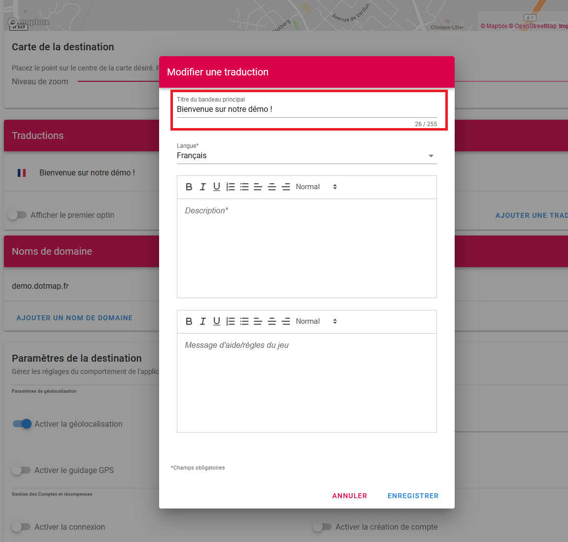 Modification bandeau