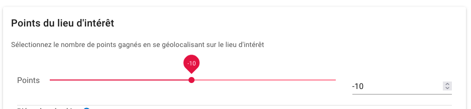 score négatif dans les paramètres du lieu